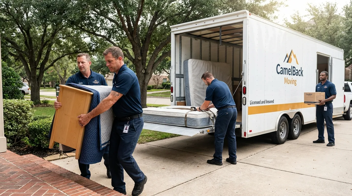 Crew loading residential truck for cross-state move from Olathe, CO