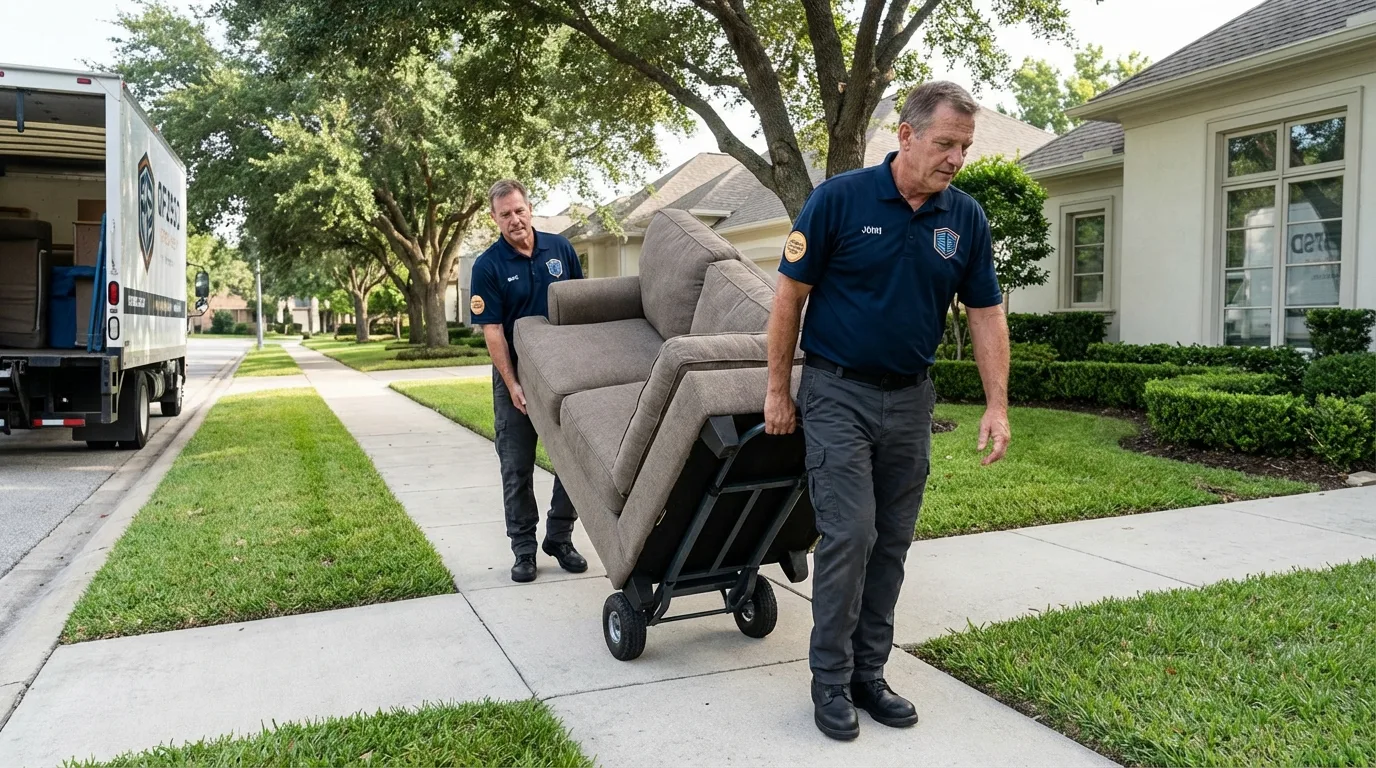 Local residential moving crew loading furniture in Olathe, CO
